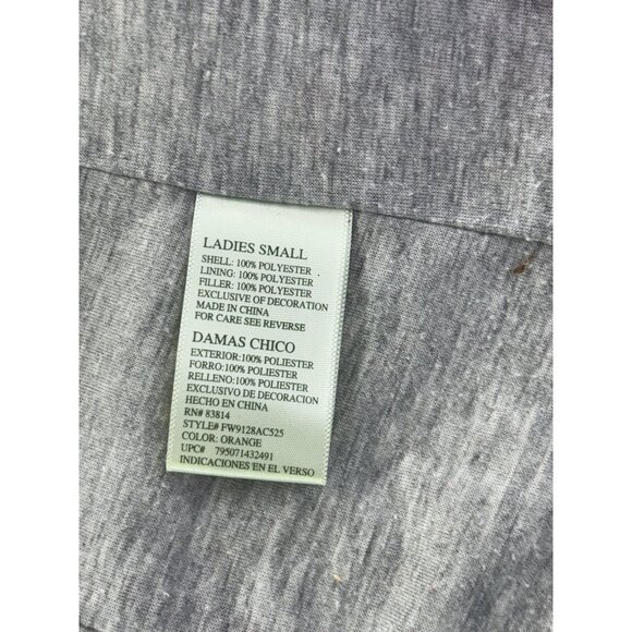 Tangerine Vest women's small orange puffer lined w/ hoodie and pockets full Zip - Picture 5 of 7